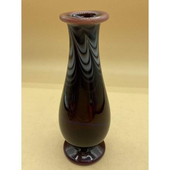 Alder House Oregon Buzz Williams Art Glass 8” Vase Red Signed 1980 Hand Blown - Picture 4 of 10